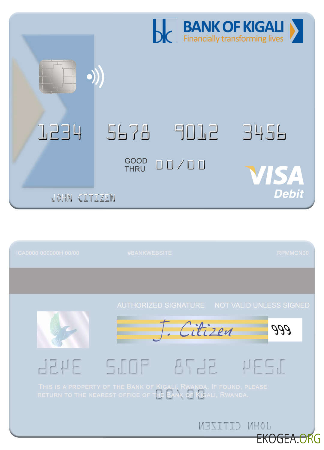 Carte de débit visa de la Banque Rwandaise de Kigali
